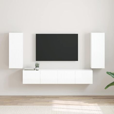TV-Wandschrank Wandmontiert 2 pcs Glänzend Weiß 30 x 31 x 80 cm