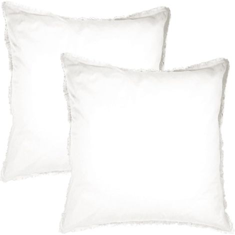 Lot de 2 taies d'oreiller Coton LAVÉ à Franges 100% Coton (1/5)