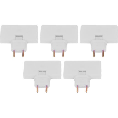 Lot de 5 adaptateurs de prise européenne sans fil à 180° (1 vers 3 prises européennes, 110-250 V, blanc) (1/5)