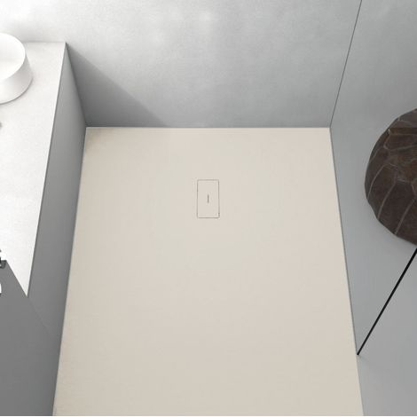 Receveur de douche 100 x 160 cm extra plat FUSION en résine surface ardoisée sable