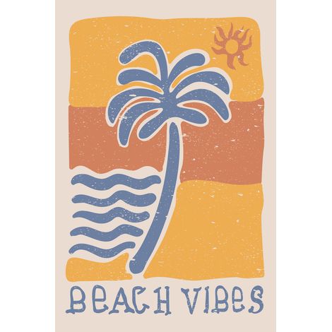 Tableau sur toile beach vibes 45x65 cm - Impression sur Toile Murale Décorative - Image imprimée en HD sur Toile - Toile sur Châssis en Bois FSC - Fabriqué en France (1/5)
