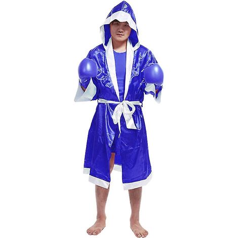 Saphirblauer XXL-Boxanzug/MMA/Muay-Thai-Bademantel (1/4)