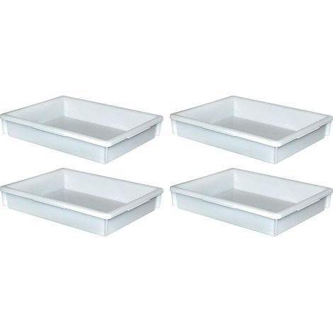 BRB 4 bacs avec bord en U circonférentiel, 10 l, L 460 x l 360 x H 85 mm, poids 0,8 kg, blanc