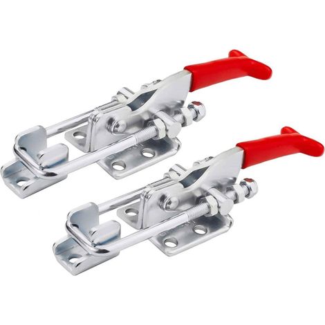 Loquet à bascule en Métal Pince à Loquet Serrage Verrou, Fermeture à levier Sauterelles de Menuisier Réglable pour Armoire,Porte,Boîte,Cas sans Serrure ou Poignée Cassée (1/5)
