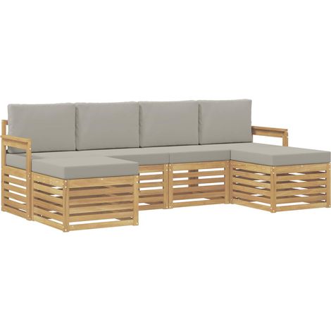 vidaXL Ensemble de canapés d'extérieur 5 pc Blanc et gris clair