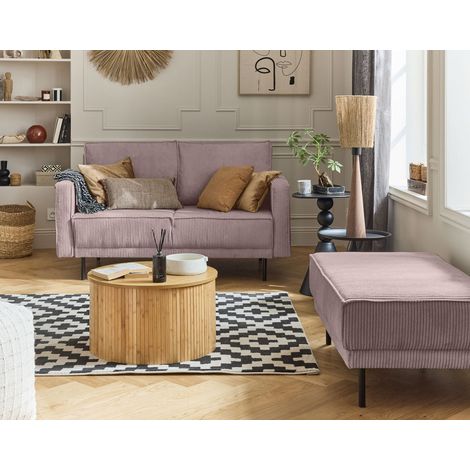 Copy of charlie – wohnlandschaft u-form – 7-sitzer – mit schlaffunktion und bettkasten – aus cord - rosa