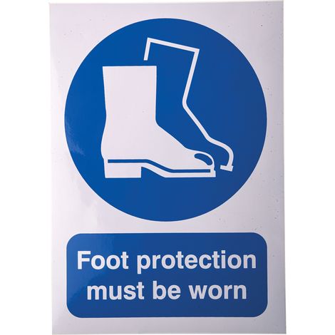 Panneau obligation, avec pictogramme : Chaussures de sécurité obligatoires, Auto-adhésif, en Vinyle ( Prix pour 1 )