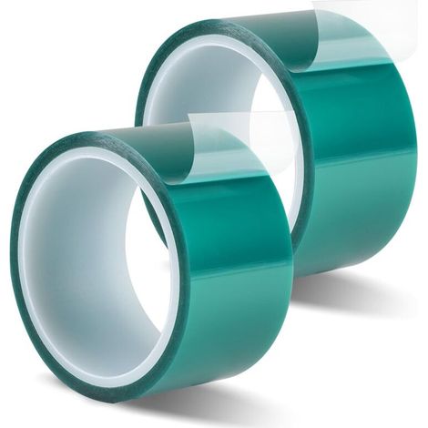 2Pcs Ruban Adhésif Haute Température 50mmx33m, Kapton Tape Vert, PET-Rubans Résistant à la Chaleur pour Imprimante Sublimation, Electronique Soudure, Masquage, Carte de Circuit Imprimé Isolant (1/5)