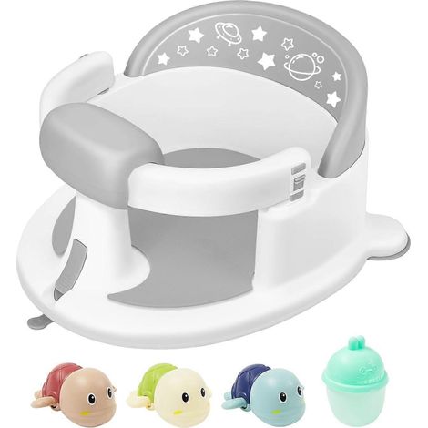 Siège de bain pour bébé dès 6 mois antidérapant pour tout-petit assis gris sécuritaire (1/5)
