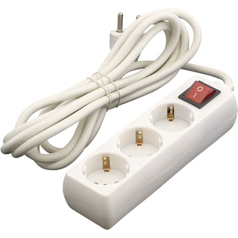 Base Multiple 3 Tomas c/interruptor 3m blanco