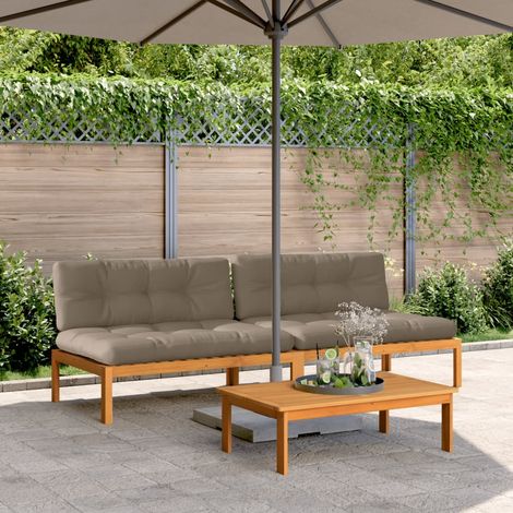 Garten-Mittelsofas aus Paletten mit Kissen 2 Stk. Akazienholz (1/5)