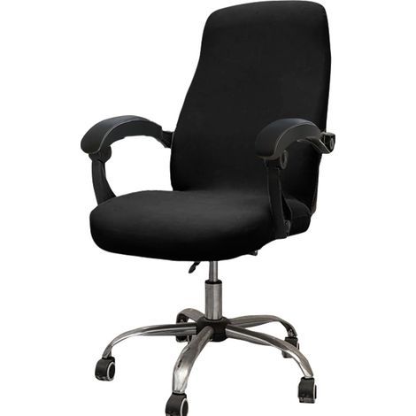 Elastic Waterproof Office Chair Cover, Solid Color, Dustproof Computer Chair Cover - (Black, Size M) (1/5)
