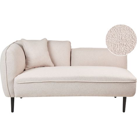 Chaise longue de poliéster beige claro negro izquierdo bouclé patas de metal cojín Chevannes