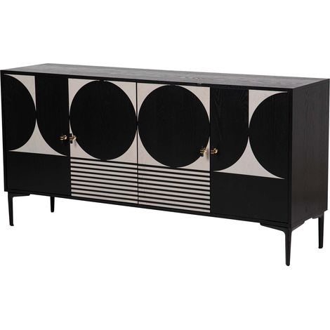 Buffet MDF Métal Noir Blanc 160X40X80 Cm (1/2)
