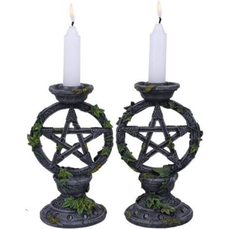 Pentagram - Set of Two Witch Candle Holders 15cm