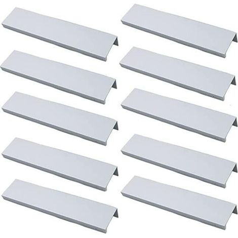 (Blanc)Lot de 10 Poignée Dorée Poignée de Meuble Dorée - Poignée Invisible Poignee de Meuble Cuisine Dorée Poignée Meuble Dorée en Alliage d'Aluminium Entraxe 160mm