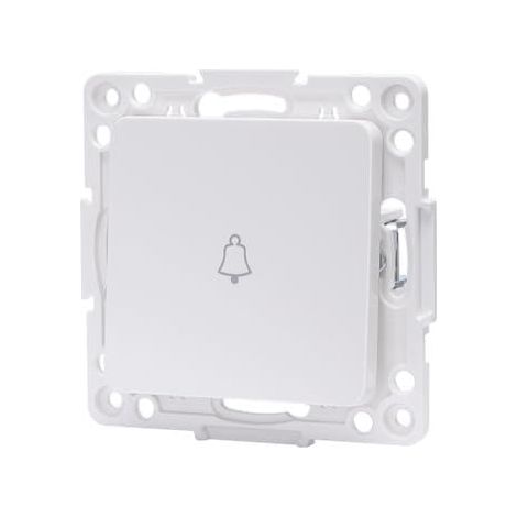 Interrupteur de sonnette blanc compatible avec les systèmes électriques, idéal pour la domotique et le contrôle de sonnette. (1/2)