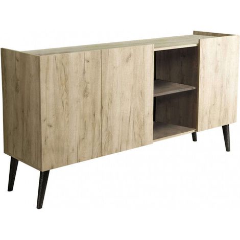 Mobile credenza madia a 3 ante e 2 ripiani da interno casa in legno nobilitato bilaminato Alakei (1/4)
