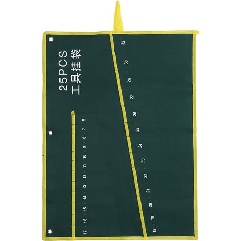 1 Pc Sac de Rangement Vert Toile Résistant pour Outils Rouleau à 25 Pochettes