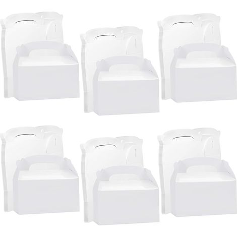 Boîtes cadeaux blanches en carton (lot de 24) – 16 x 9,3 x 8,6 cm – Sachets cadeaux vierges standard pour anniversaires d'enfants, goûters, fêtes prénatales et mariages