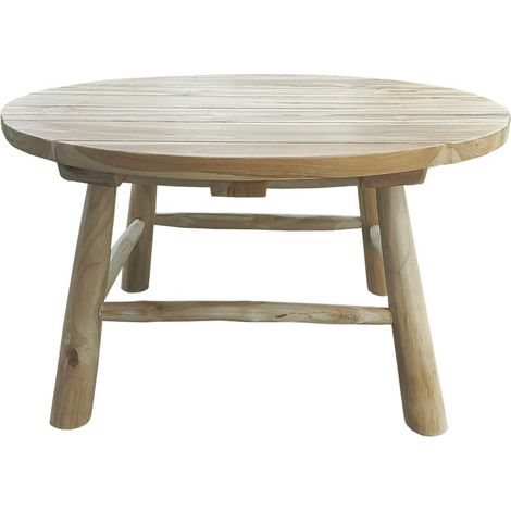Table basse ronde en teck naturel pour salon et espace extérieur au design élégant - PANGIVO (1/2)