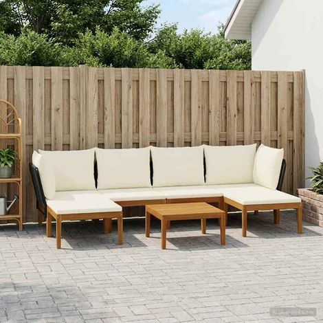 Ensemble de 7 Pièces en Bois d'Acacia Massif avec Cordes Naturelles (1/5)