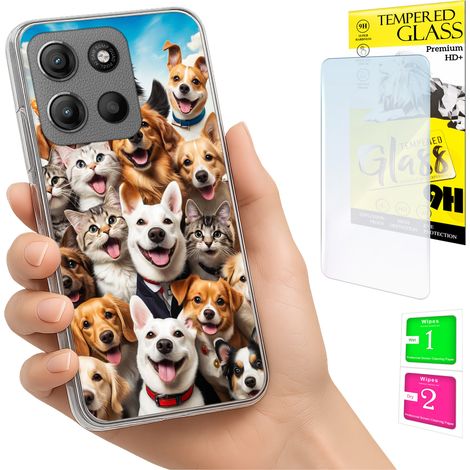 Funda para Motorola Moto G15 con foto, cubierta trasera con diseño de perros y cristal (1/5)
