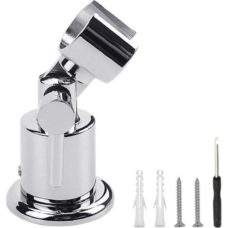 180° Adjustable Metal Shower Rail Holder with Handle, Wall Mount, Handheld Shower Head Holder (1/5)