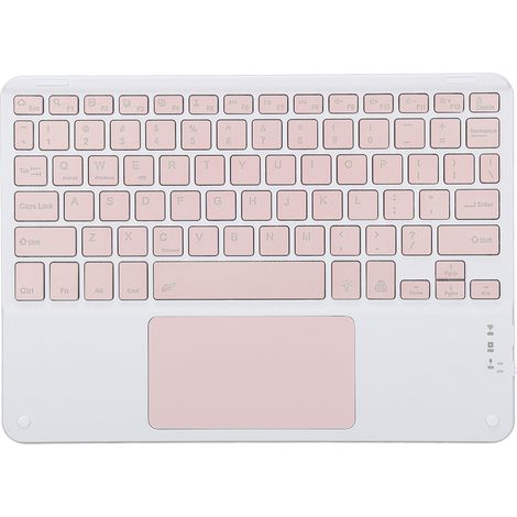 Clavier sans fil ultra-fin 10 pouces avec pavé tactile, touches quadrangulaires et rétroéclairage RGB rose, idéal pour la maison et le bureau.