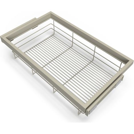 Emuca Kit di cestello in filo e telaio a scorrimento con chiusura ammortizzata per armadio, regolabile, modulo 800 mm, Grigio pietra (1/5)