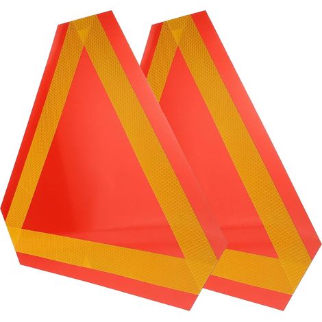 2 pièces Panneaux Réflecteurs pour Véhicules Lents Signalisation Sécurité Aluminium Robuste Bandes Réfléchissantes pour Voiture Protection Route et Chantier (1/5)