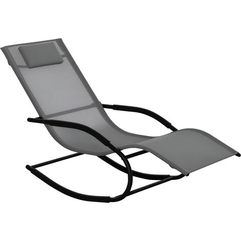 Lettino prendisole ergonomico a dondolo a gravità zero, in metallo e Textilene, 63x160x88 cm