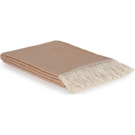 Plaid en Cachemire et Laine Mérinos Couverture Douce et Chaude Coloris Beige - PANGIVO (1/4)