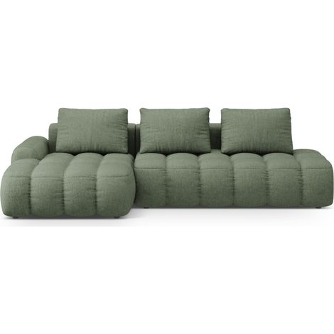Canapé-lit d'angle box 3 places tissu structurel vert olive foncé (1/5)