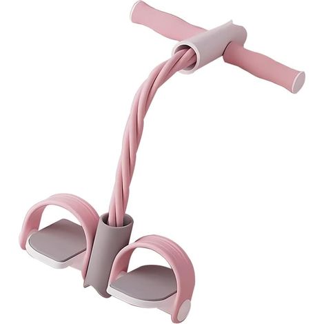 Bande de résistance rose à quatre tubes, appareil de musculation abdominale avec pédale, équipement de fitness élastique léger pour l'entraînement en intérieur et le renforcement du tronc (1/5)
