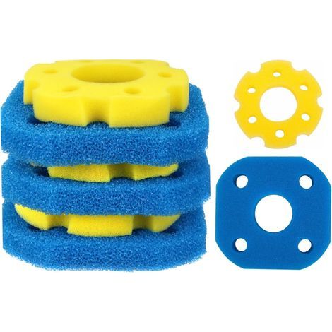 CPF-180 / CPF-250 Mousse filtrante Bassin – Mousse filtrante pour Filtre Bassin, Médias filtrants de Remplacement (3 x Bleu Grossier & 3 x Jaune Fin)