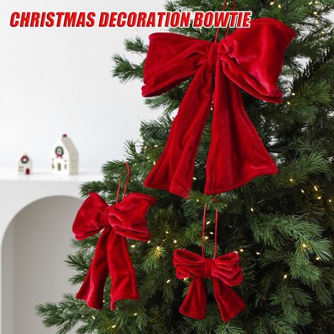 Ribbon Bow - Red Velvet Christmas Bow Decoration - For Tree Wedding Gift Wrapping Home Decor - 20 cm Diameter - 1 Piece (1/5)