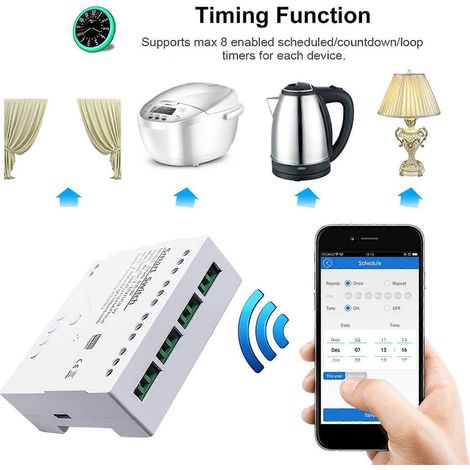 Module relais de commutation intelligent Tuya 4 canaux avec protocole Zigbee et contrôleur d'éclairage 433 MHz (1/4)