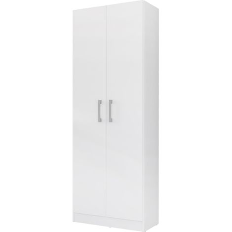 Fijalo – Armoire à balais 2 portes – Dimensions 170x61x32 cm – Panneaux de particules 15 mm – 3 étagères et 4 crochets métalliques (1/5)