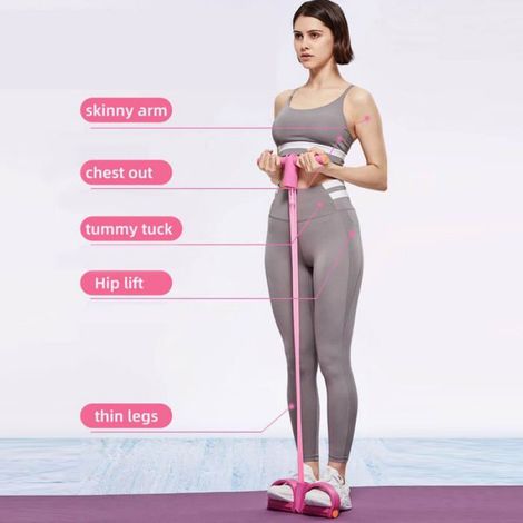 Bande De Résistance - 6 Tubes Avec Pédale Et Poignées Antidérapantes - Pour Fitness Pilates Rééducation - 1 Pièce (1/5)