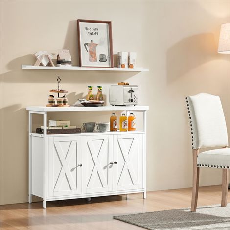 Yaheetech Credenza a 3 Ante Mobile da Cucina Armadietto Organizzatore con Ripiani Regolabili e Scomparto Aperto 100x35x81,5 cm per Sala da Pranzo e Soggiorno
