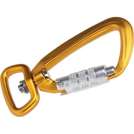 Mousqueton de Sécurité à Décrochage Rapide pour Attache Chien, Sac et Équipement Extérieur, Rotatif 360°, Couleur Jaune