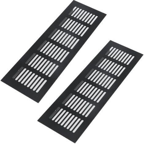 Grilles de ventilation pour sols, armoires, murs et plafonds - Grilles robustes en aluminium antirouille, lot de 2, noires, profil 80250 mm