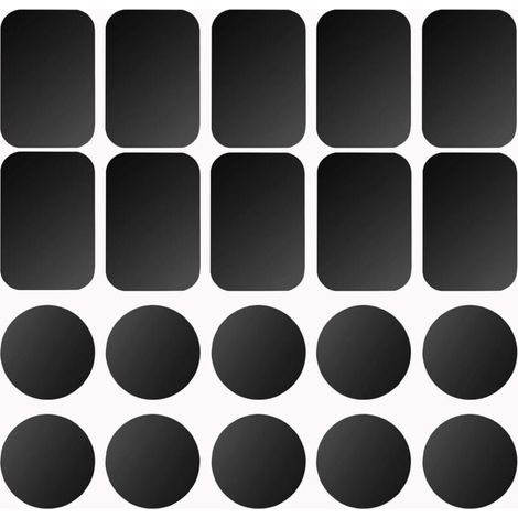 Plaque métallique adhésive 3M, ensemble de 10 plaques métalliques auto-adhésives pour aimants de téléphone/supports magnétiques pour téléphone portable pour voiture S-07 (10 noir) (1/4)