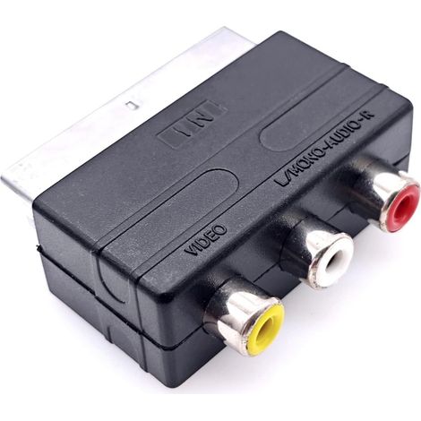 Adaptateur péritel vers 3 Prises RCA Phono, péritel mâle vers 3 Prises RCA Femelles avec convertisseur d'entrée/Sortie pour TV, DVD, magnétoscope (1/5)