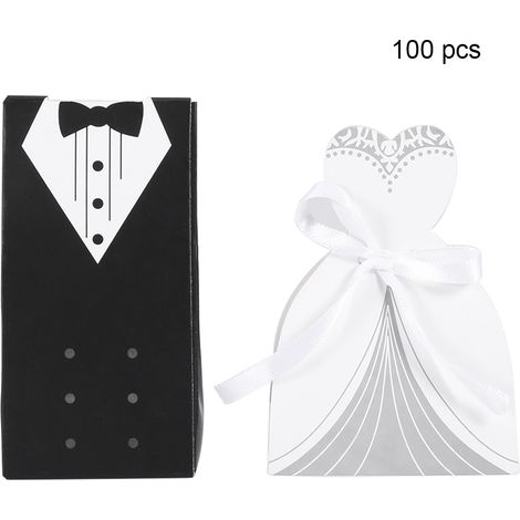 Boîte à bonbons en carton romantique élégante pour décoration de mariage et fête, lot de 2 (1/5)