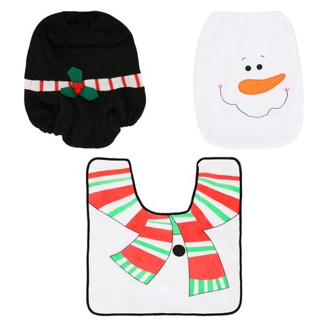 SPRINGOS Badematte Badgarnitur Schneemann-Design 3-er Set WC-Deckelbezug WC-Umrandung Tuchbox-Abdeckung Badezimmer (1/5)
