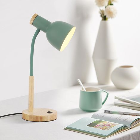 Lampe de Table en Bois et métal Lampe de Chevet en métal Direction de la tête de Lampe réglable adaptée à la Chambre à Coucher à la 6 virgule 7 145 cm (1/4)