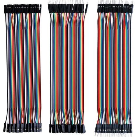 Lot de 120pcs Câbles Dupont Breadboard 28AWG 3 en 1 [40Pin Mâle vers Femelle, 40Pin Mâle vers Mâle, 40Pin Femelle vers Femelle] Longueur 20cm pour Mega modèle de 2560 Nano ou Plaque d'Essai (1/4)
