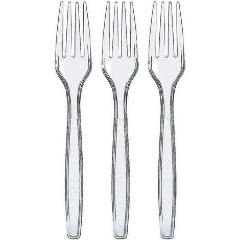 Couverts jetables en plastique transparent, ustensiles jetables (fourchettes)